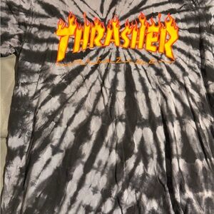 Thrasher Black and Gray Tie-Dye Tee